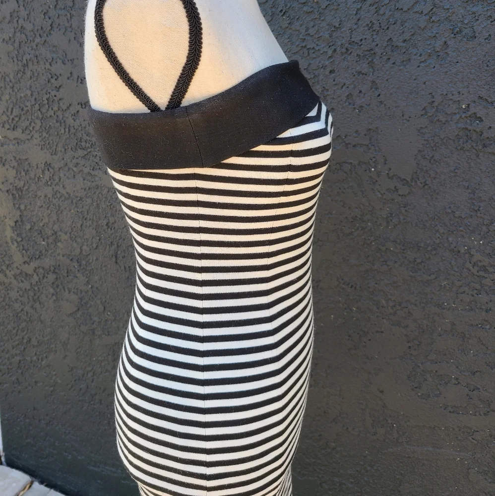 Zara black and white stripped strapless tube dress. - Picture 3 of 8